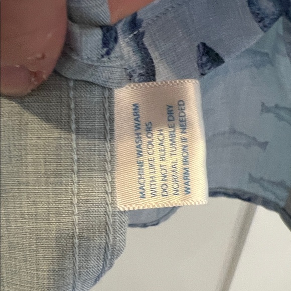 Southern Tide Blue Fish Pattern Performance button down - Picture 7 of 8